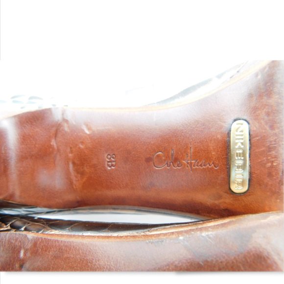 COLE HAAN Nike Air Copper Metallic Leather Croc Open Toe Heel Pumps 8 - Picture 8 of 8